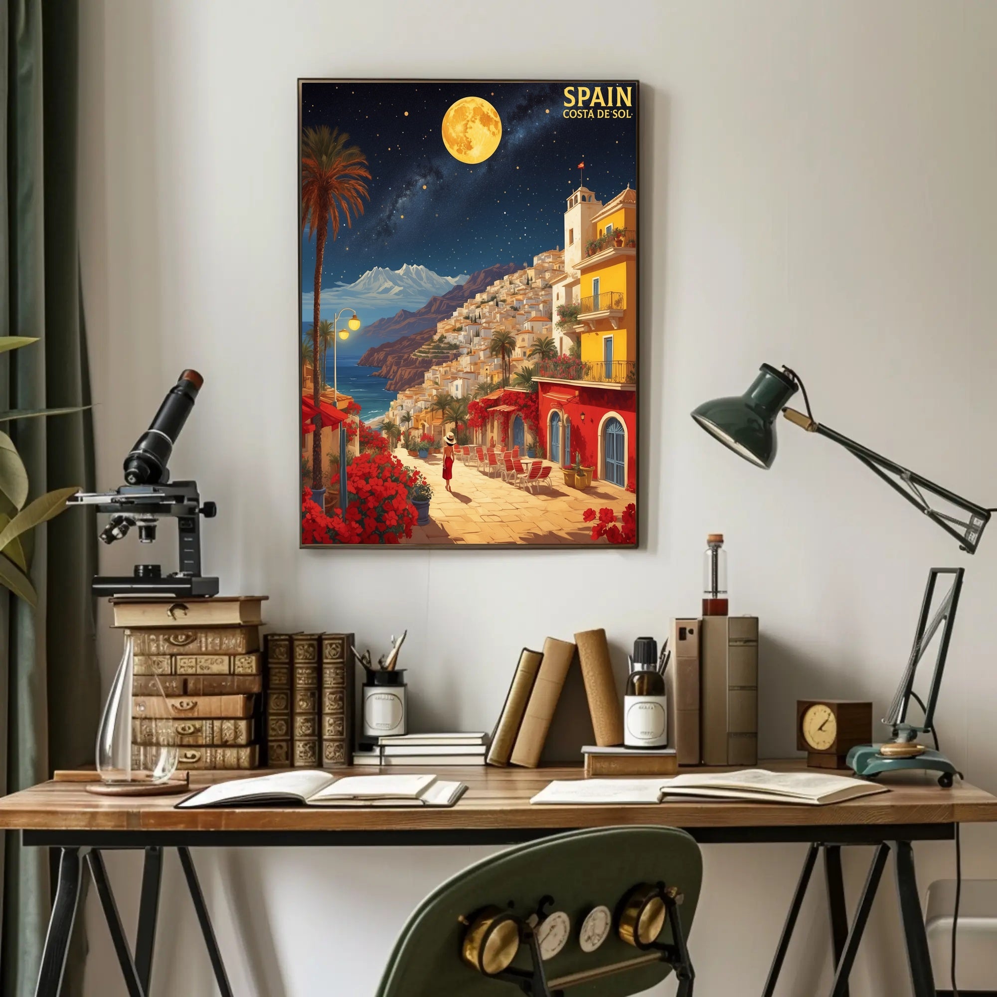 Costa del Sol Night Scene Travel Poster PosterGoat