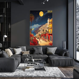 Costa del Sol Night Scene Travel Poster PosterGoat