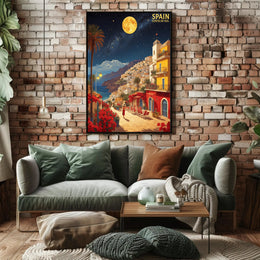 Costa del Sol Night Scene Travel Poster PosterGoat