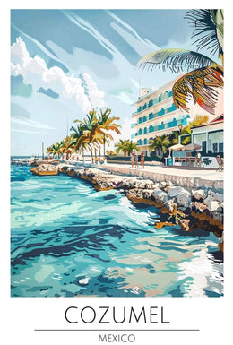 Cozumel Coastal Scene Travel Poster PosterGoat