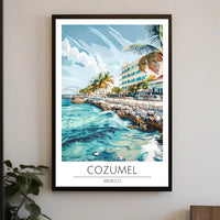 Cozumel Coastal Scene Travel Poster PosterGoat