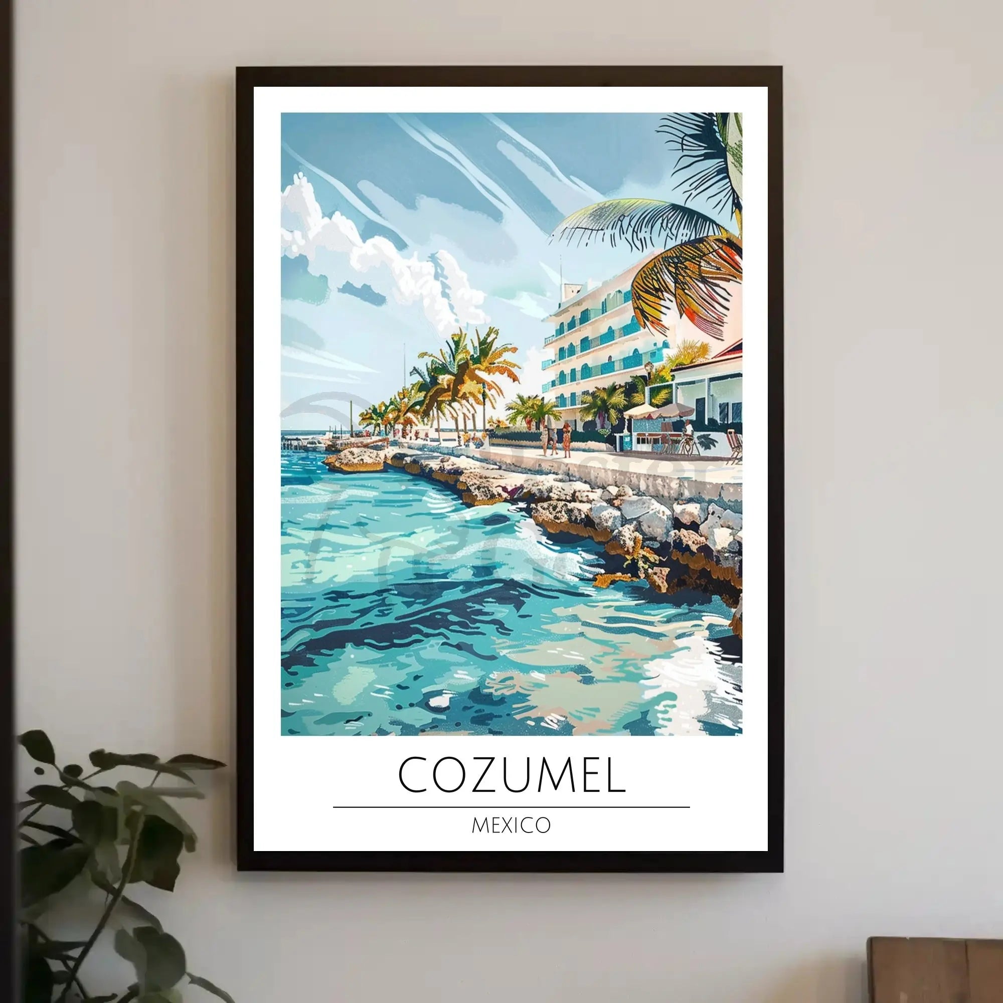 Cozumel Coastal Scene Travel Poster PosterGoat