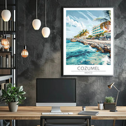 Cozumel Coastal Scene Travel Poster PosterGoat
