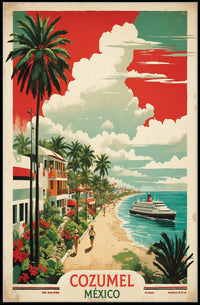 Cozumel Coastal Vintage Travel Poster PosterGoat