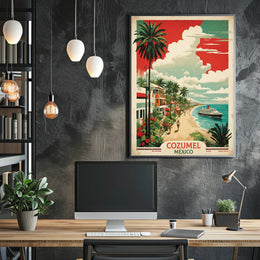 Cozumel Coastal Vintage Travel Poster PosterGoat