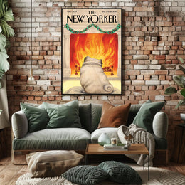 Cozy Holiday Living Room with Pug Dog Breed Poster PosterGoat