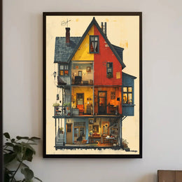 Cozy Vintage Home Interior Illustration Cultural Poster PosterGoat