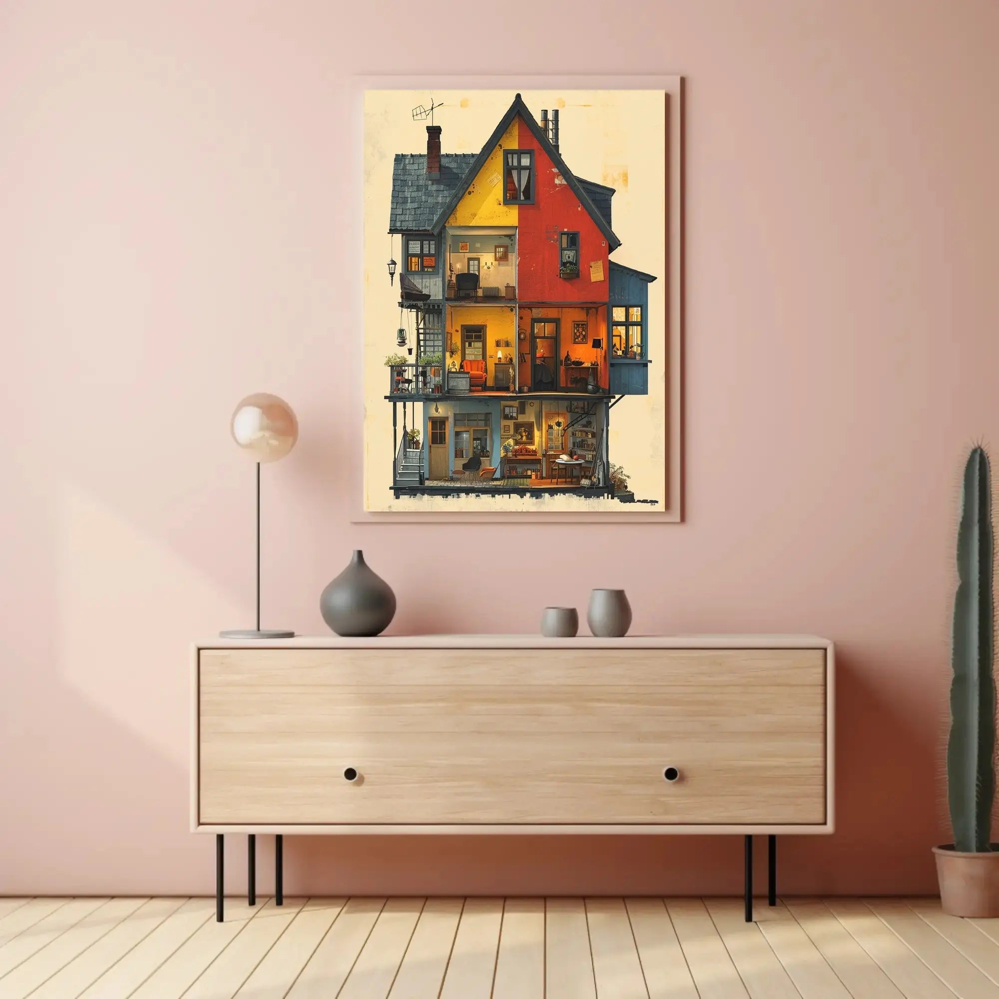 Cozy Vintage Home Interior Illustration Cultural Poster PosterGoat