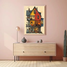 Cozy Vintage Home Interior Illustration Cultural Poster PosterGoat