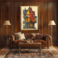 Cozy Vintage Home Interior Illustration Cultural Poster PosterGoat