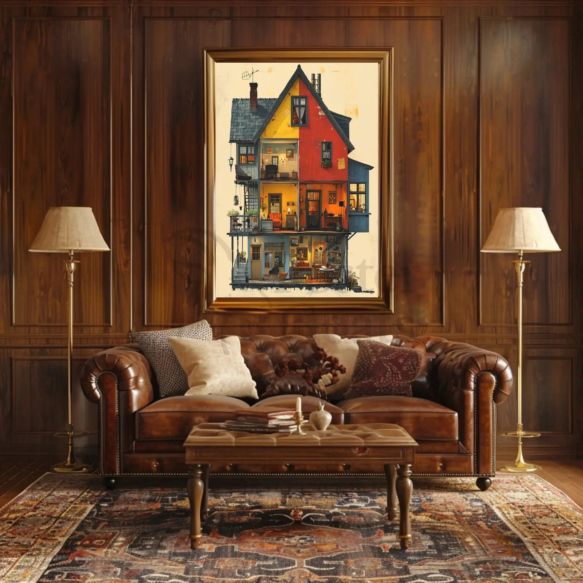 Cozy Vintage Home Interior Illustration Cultural Poster PosterGoat