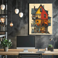 Cozy Vintage Home Interior Illustration Cultural Poster PosterGoat