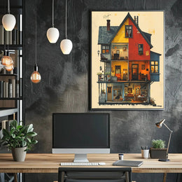 Cozy Vintage Home Interior Illustration Cultural Poster PosterGoat