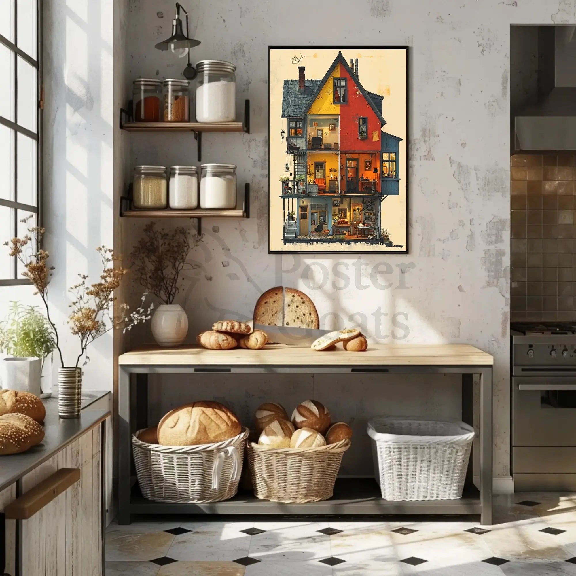 Cozy Vintage Home Interior Illustration Cultural Poster PosterGoat