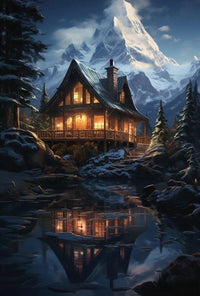 Cozy Winter Retreat in Nature Artistic Poster PosterGoat