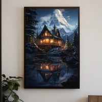 Cozy Winter Retreat in Nature Artistic Poster PosterGoat