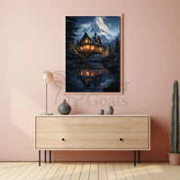 Cozy Winter Retreat in Nature Artistic Poster PosterGoat