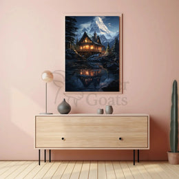 Cozy Winter Retreat in Nature Artistic Poster PosterGoat