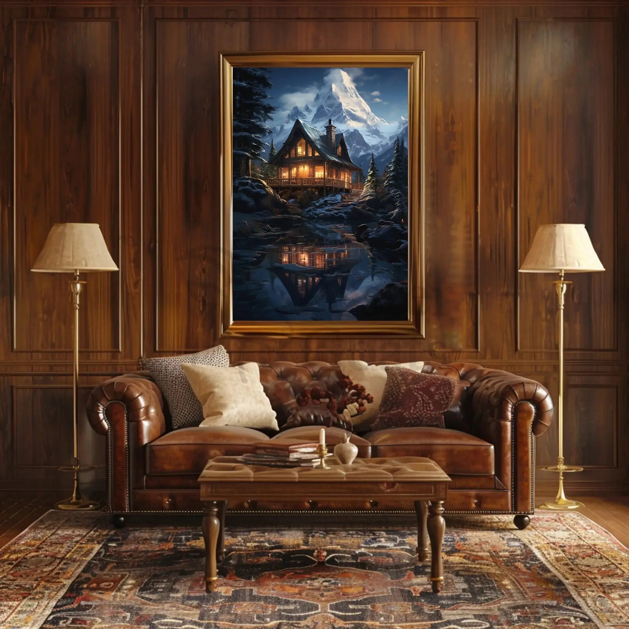 Cozy Winter Retreat in Nature Artistic Poster PosterGoat