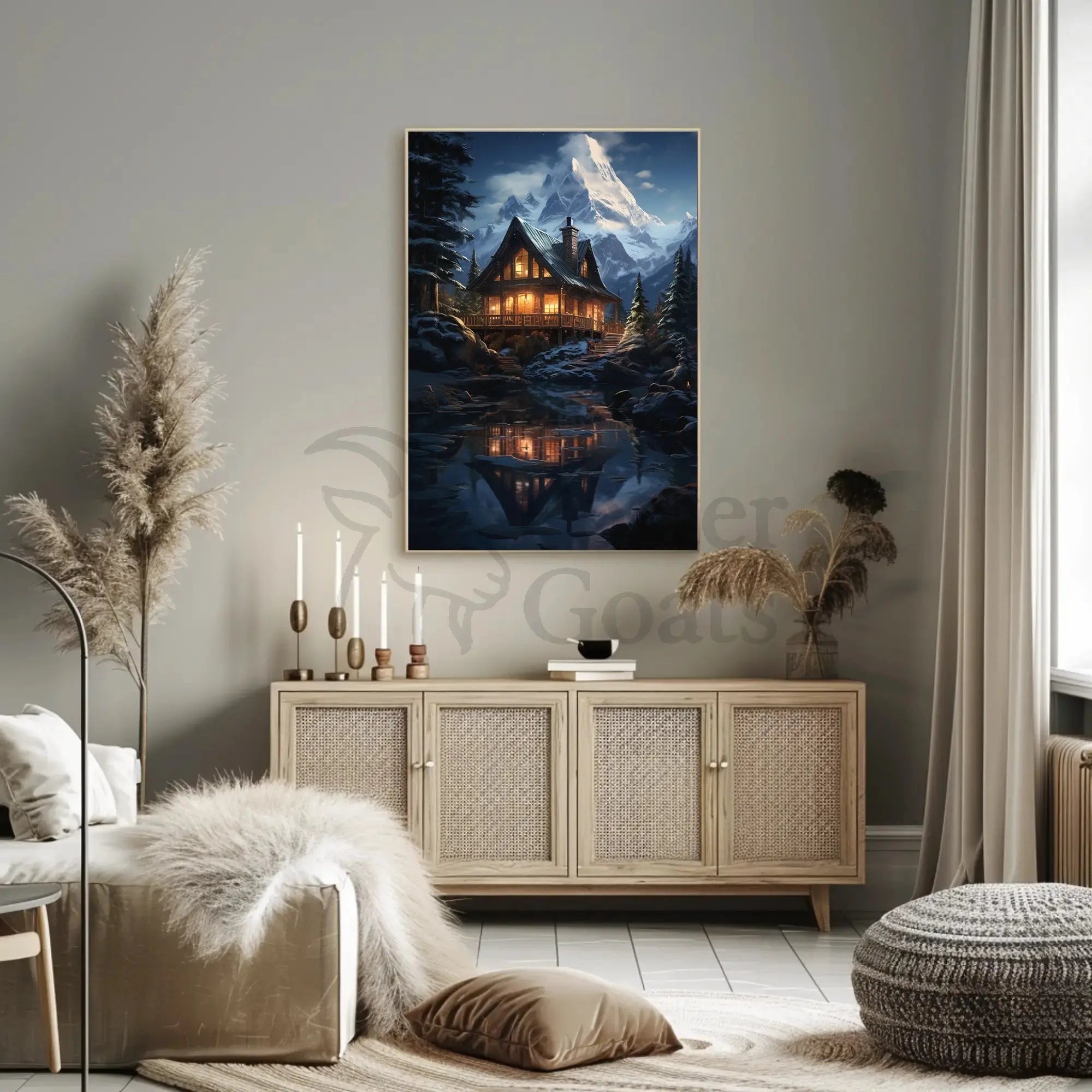 Cozy Winter Retreat in Nature Artistic Poster PosterGoat