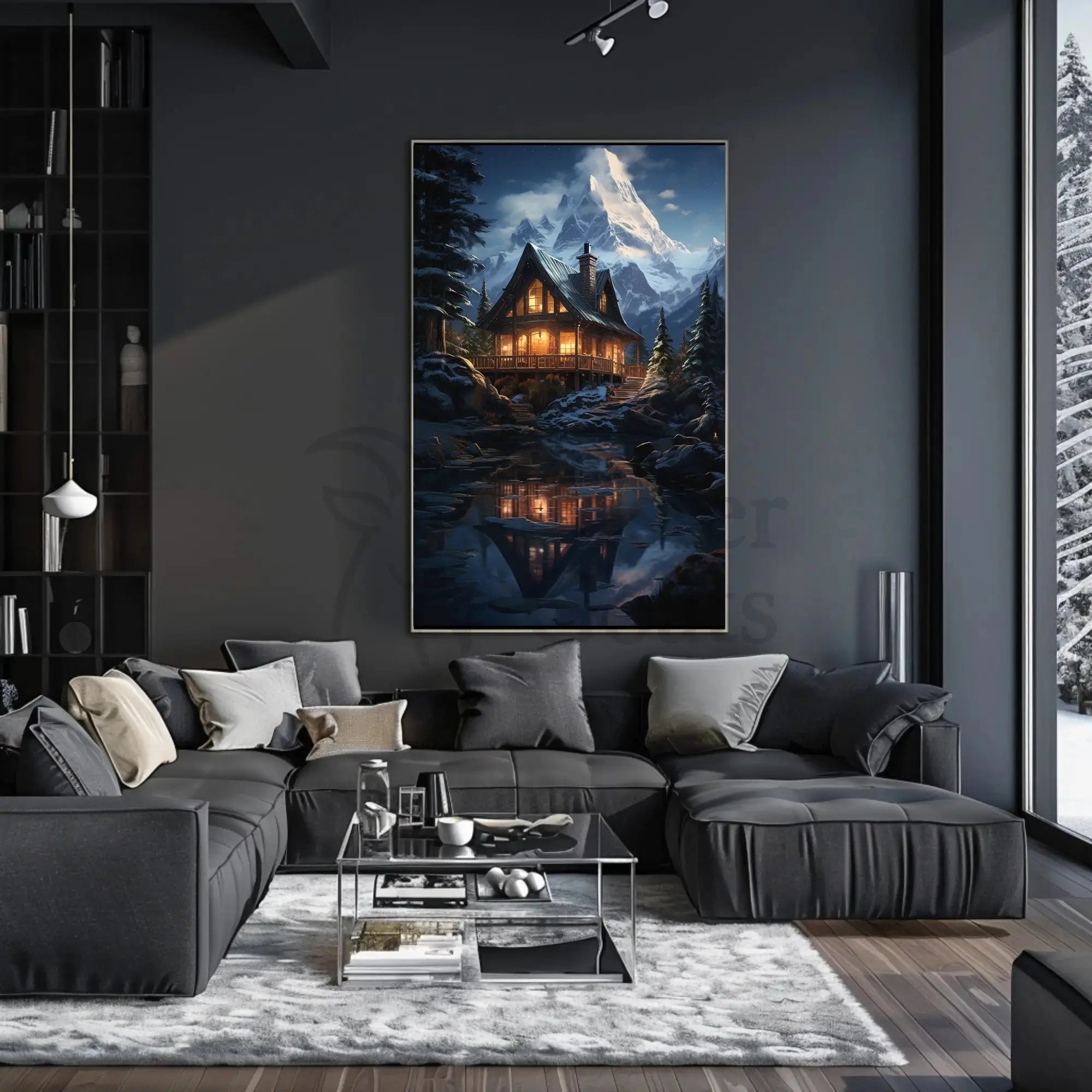 Cozy Winter Retreat in Nature Artistic Poster PosterGoat