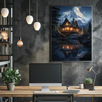 Cozy Winter Retreat in Nature Artistic Poster PosterGoat