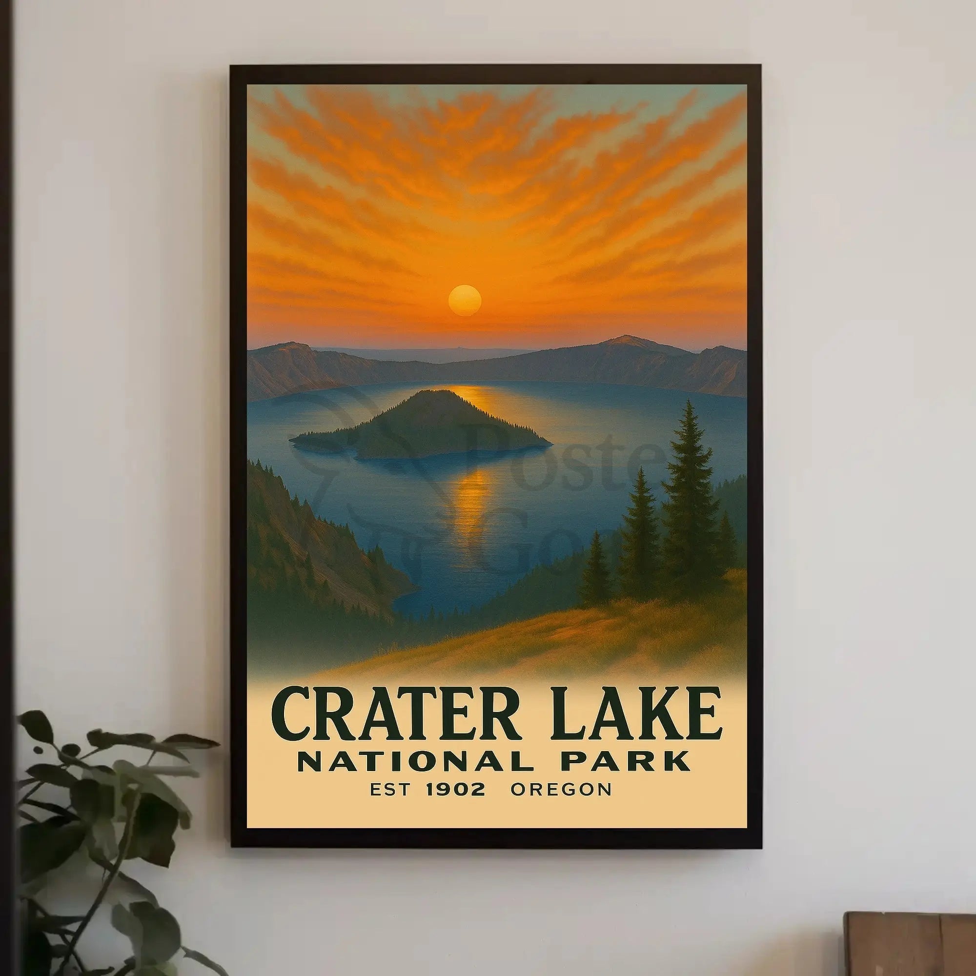 Crater Lake Vintage Travel Art National Park Poster PosterGoat