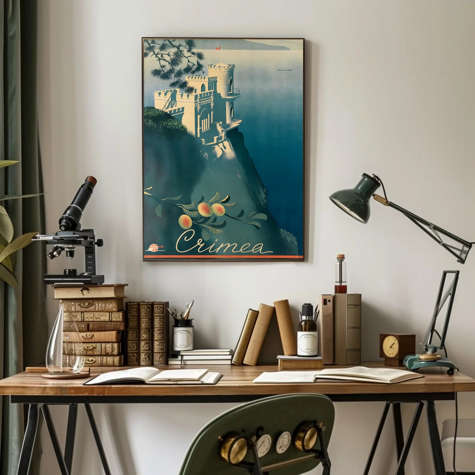 Crimea Coastal Castle Vintage Travel Poster PosterGoat