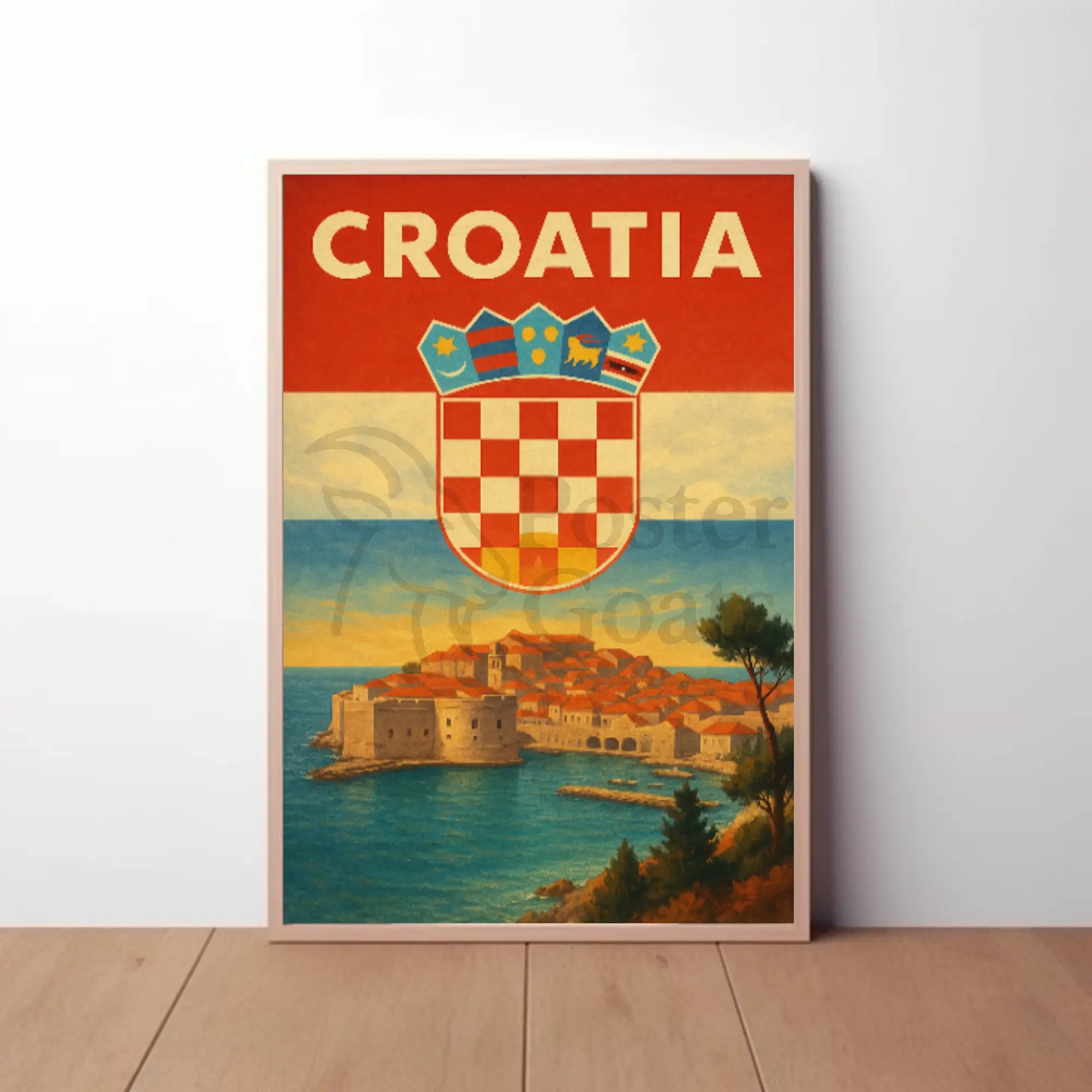Croatia Coastal Charm Vintage Travel Poster PosterGoat