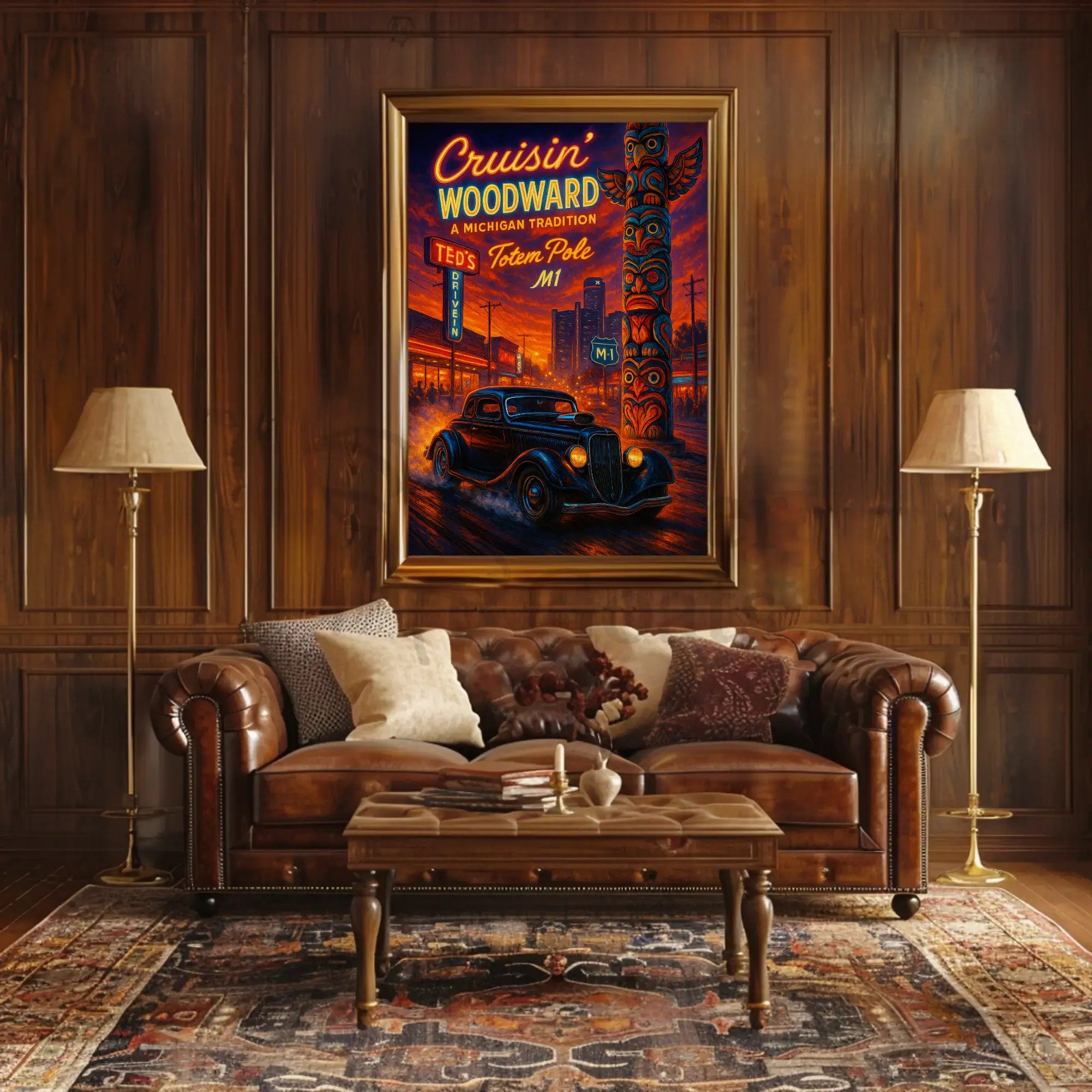 Cruisin' Woodward Classic Car Cultural Heritage Poster PosterGoat