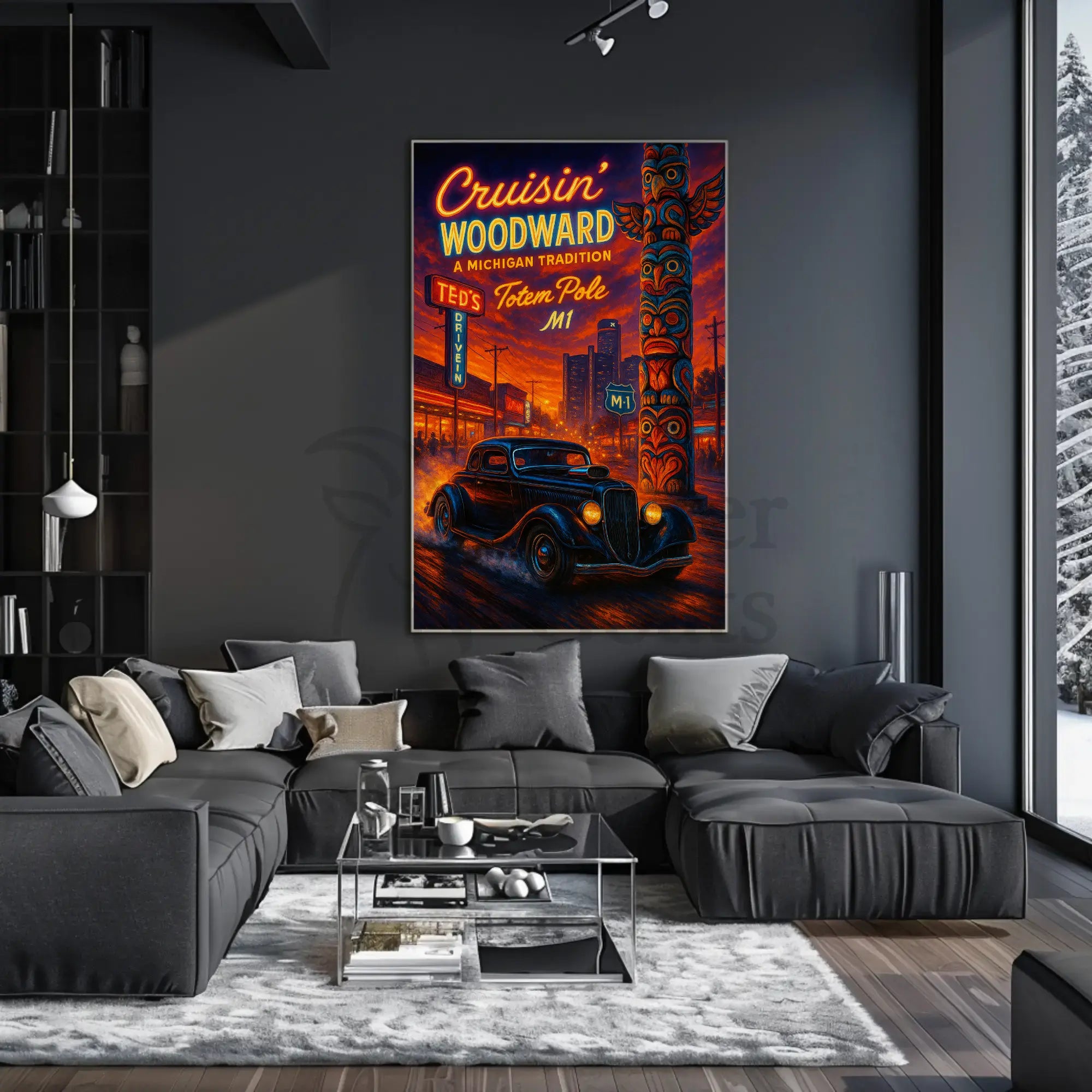 Cruisin' Woodward Classic Car Cultural Heritage Poster PosterGoat