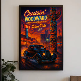 Cruisin' Woodward Classic Car Cultural Heritage Poster PosterGoat