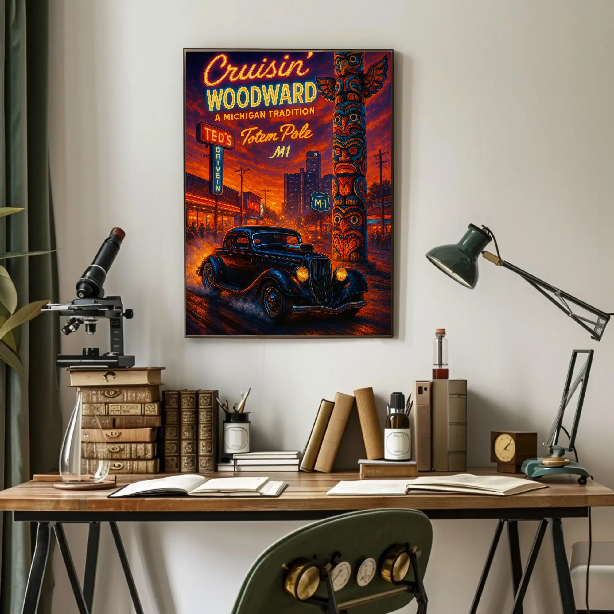 Cruisin' Woodward Classic Car Cultural Heritage Poster PosterGoat