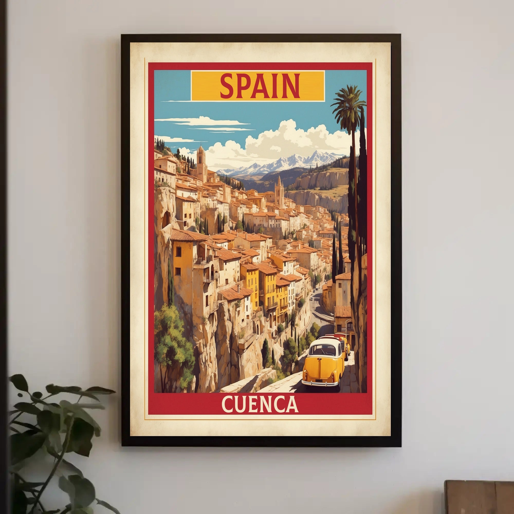 Cuenca Cityscape Vintage Travel Poster PosterGoat