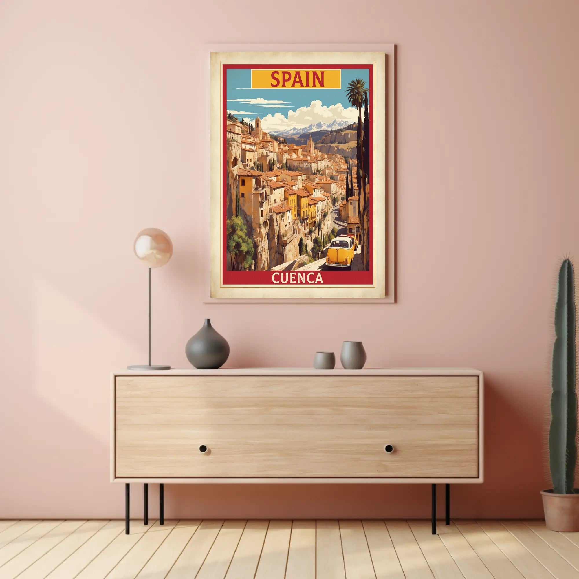 Cuenca Cityscape Vintage Travel Poster PosterGoat