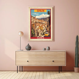 Cuenca Cityscape Vintage Travel Poster PosterGoat