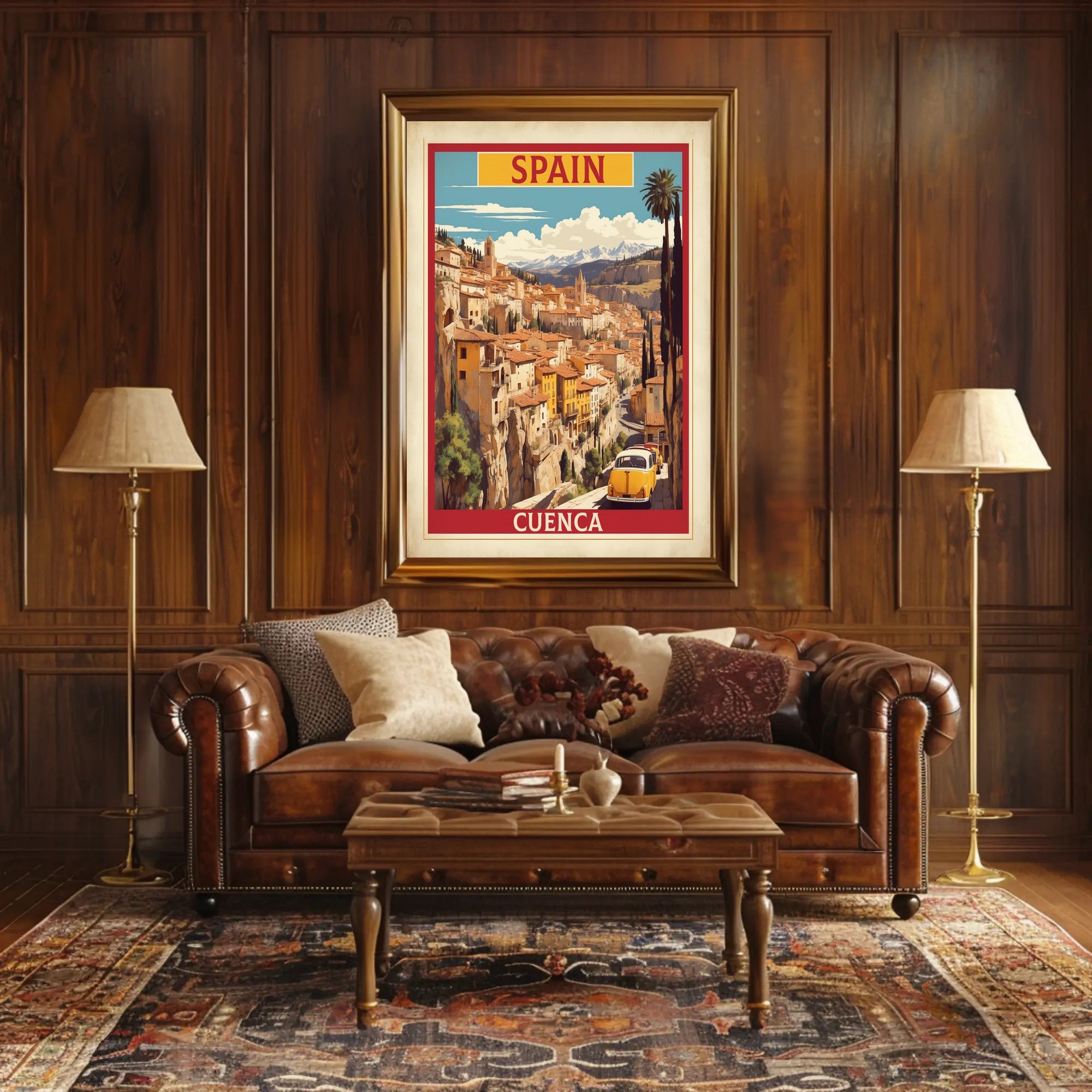 Cuenca Cityscape Vintage Travel Poster PosterGoat