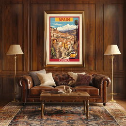 Cuenca Cityscape Vintage Travel Poster PosterGoat