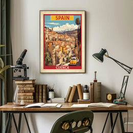 Cuenca Cityscape Vintage Travel Poster PosterGoat