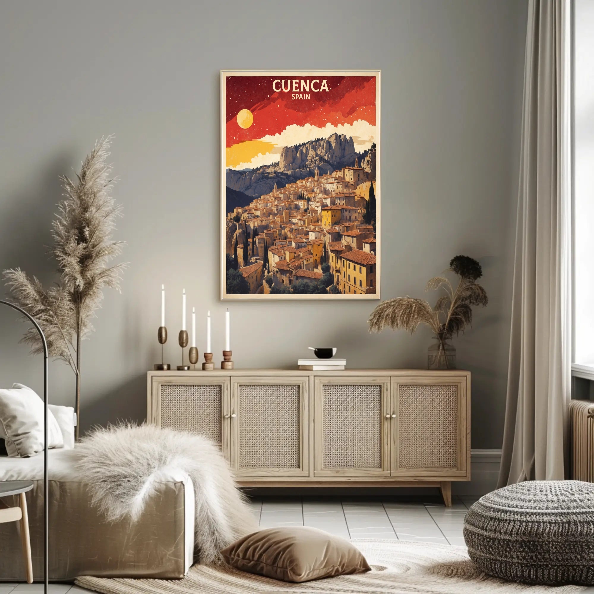 Cuenca's Iconic Hanging Houses Travel Poster PosterGoat