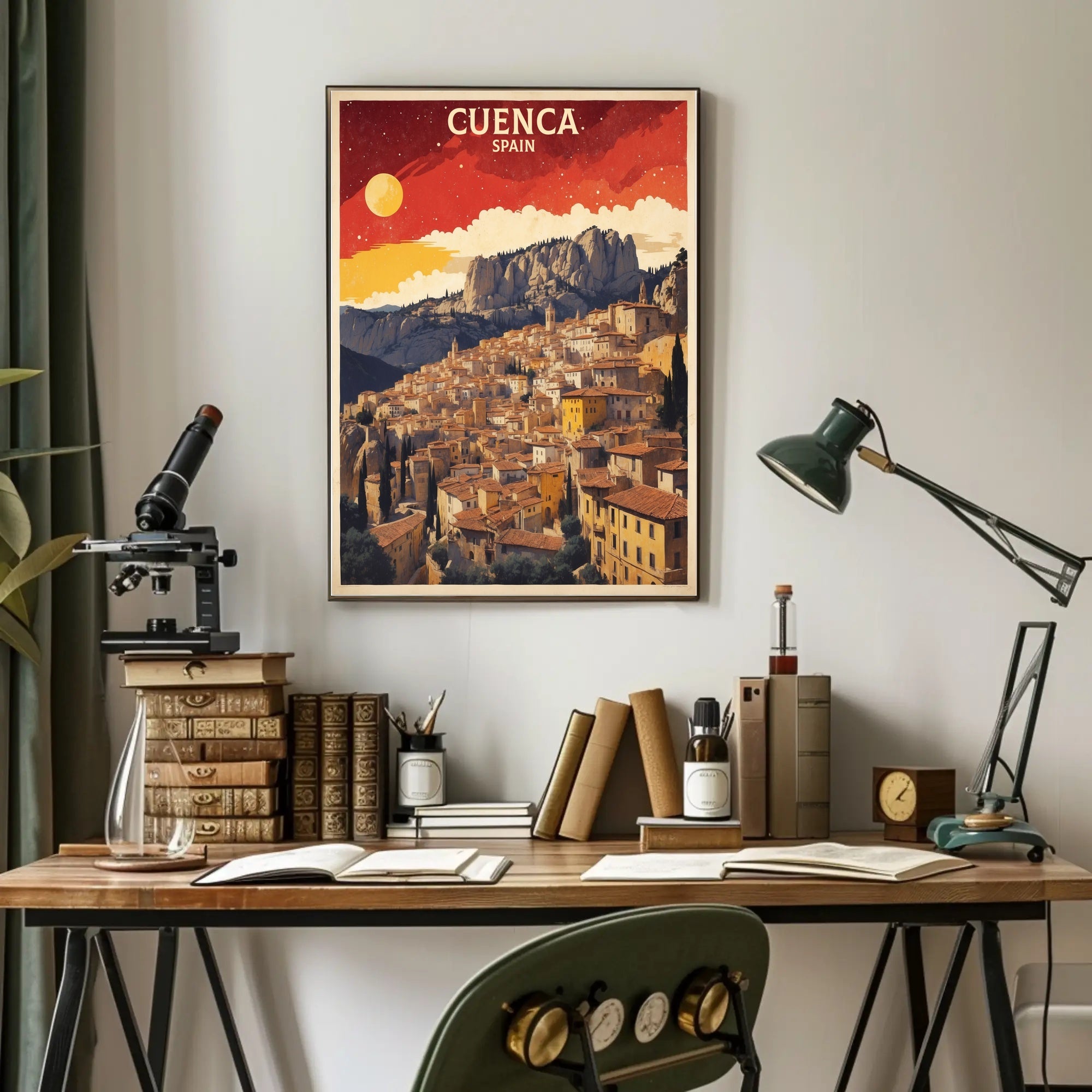 Cuenca's Iconic Hanging Houses Travel Poster PosterGoat