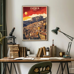 Cuenca's Iconic Hanging Houses Travel Poster PosterGoat