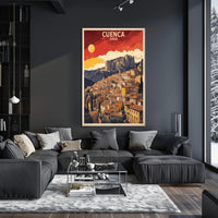 Cuenca's Iconic Hanging Houses Travel Poster PosterGoat