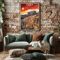 Cuenca's Iconic Hanging Houses Travel Poster PosterGoat