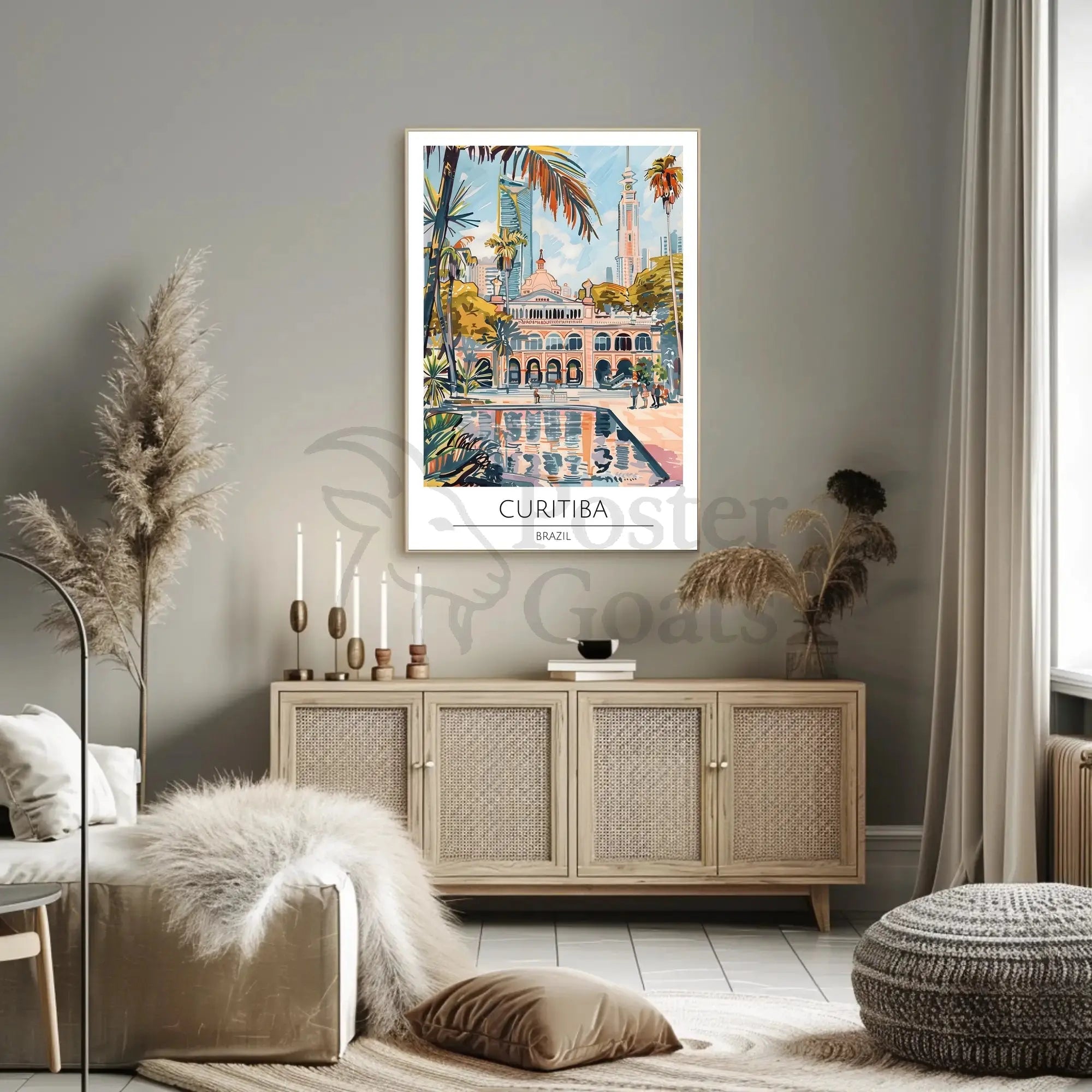 Curitiba Brazil Cityscape Travel Poster PosterGoat