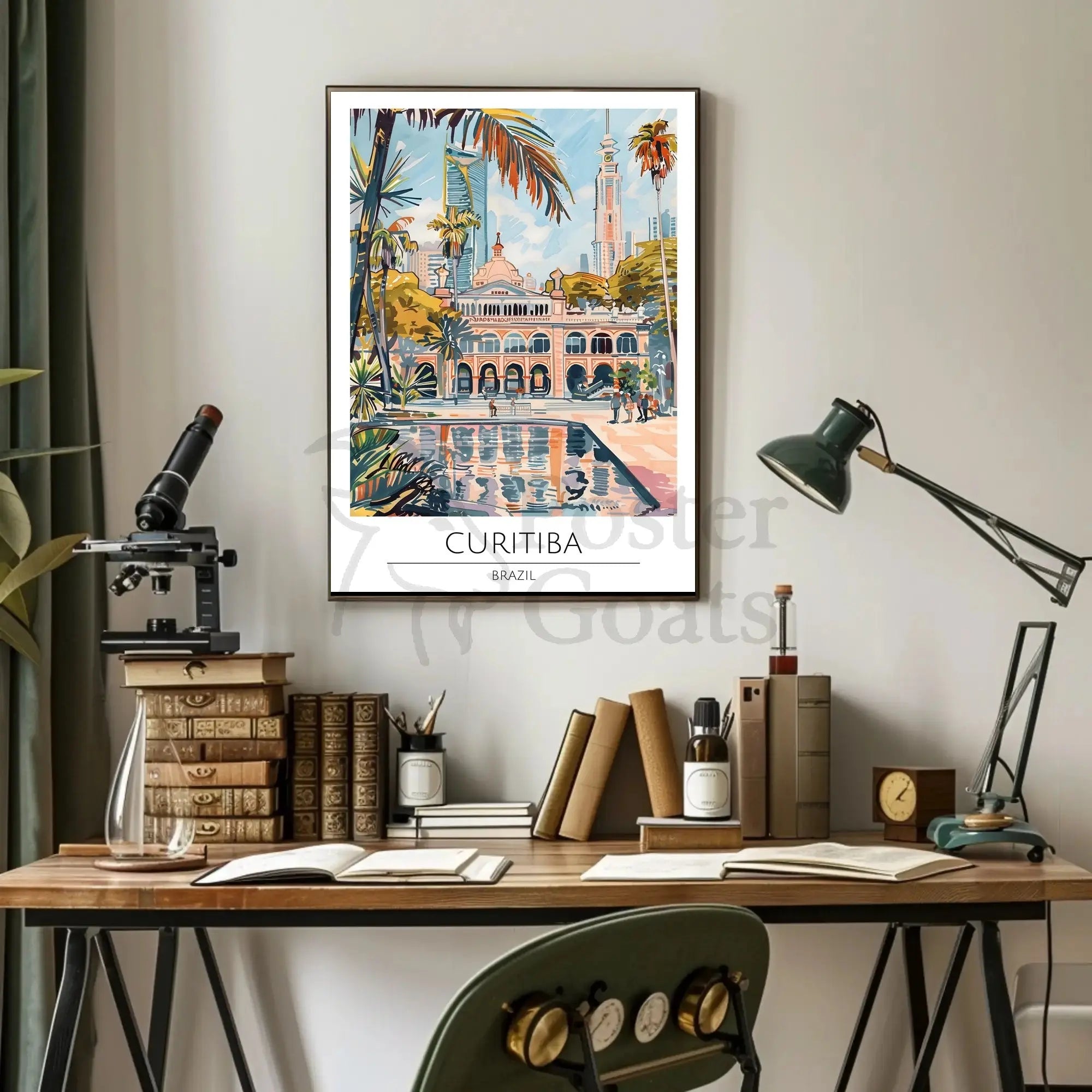 Curitiba Brazil Cityscape Travel Poster PosterGoat