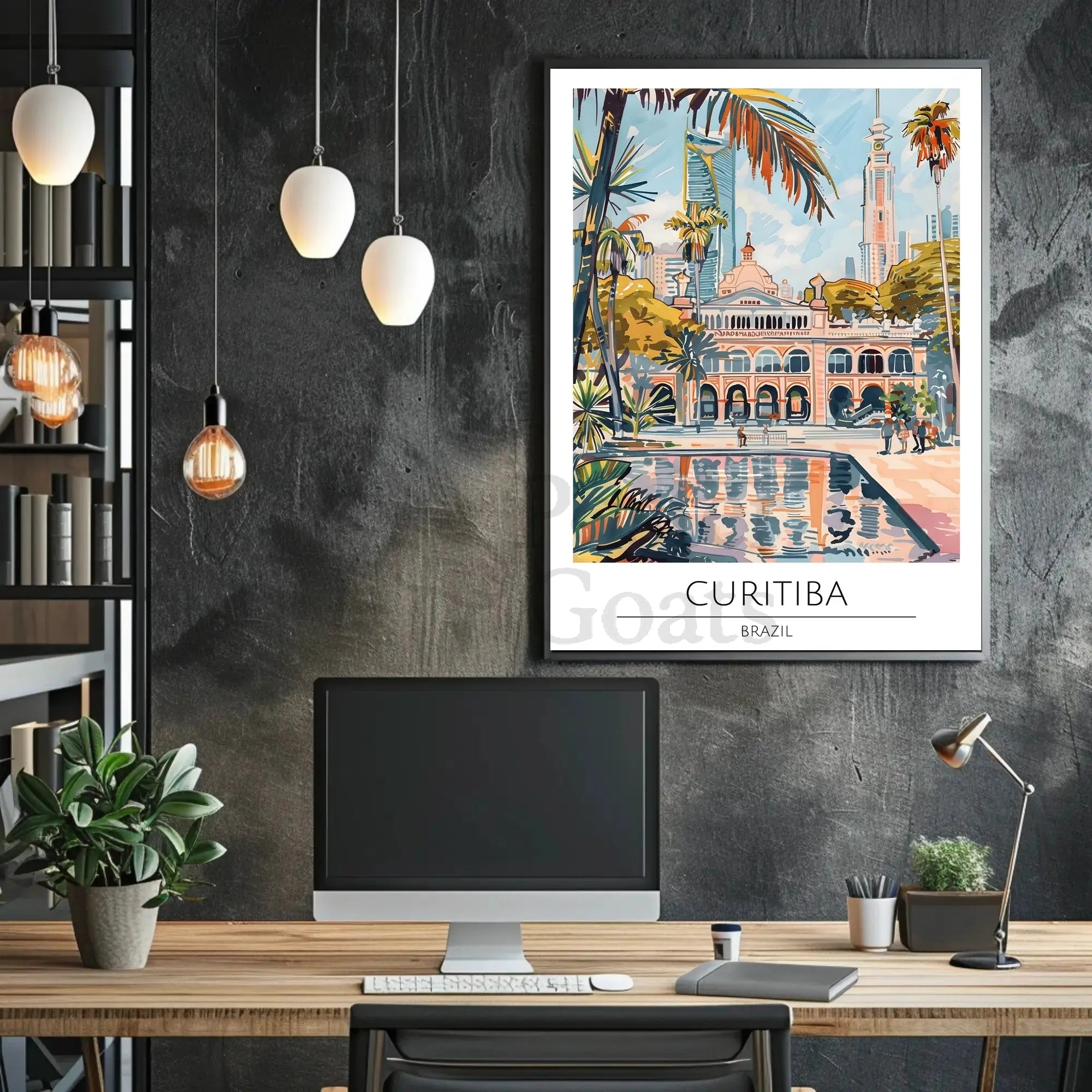 Curitiba Brazil Cityscape Travel Poster PosterGoat