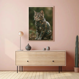 Cybernetic Cat Art: Futuristic Sci-Fi Poster PosterGoat