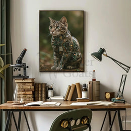 Cybernetic Cat Art: Futuristic Sci-Fi Poster PosterGoat
