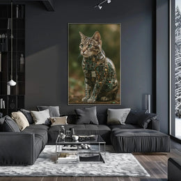 Cybernetic Cat Art: Futuristic Sci-Fi Poster PosterGoat